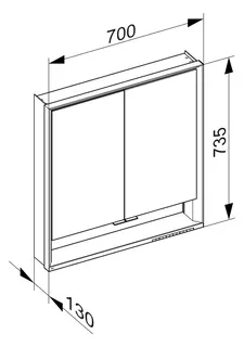 Keuco SPS R. Lumos 14327, m. Ablagef. VB m.Hzg. 700x735x130mm si-elox. – Bild 3