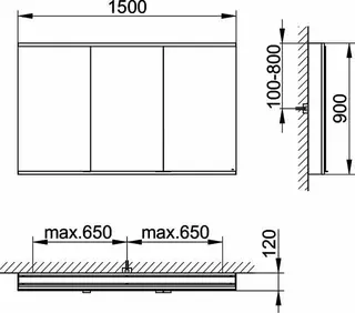 Keuco Royal Modular 2.0 SPS, bel. 80031, Vorb,2Steckd,sb-elox,1500x900x120mm – Bild 2