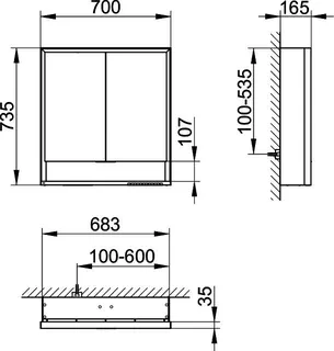 Keuco SPS Royal Lumos 14307, VB Hzg. 700x735x165mm si.-elox. – Bild 2