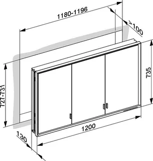 Keuco SPS R. Lumos 14335, o. Ablagef. EB 1200x735x130mm si-elox. – Bild 3