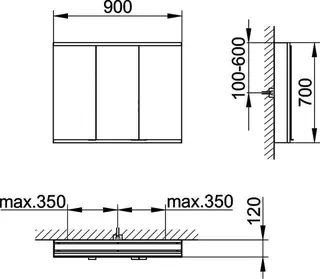 Keuco Royal Modular 2.0 SPS, bel. 80031, Vorb,1Steckd/USB,sb-elox,900x700x120mm – Bild 2