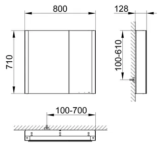 Keuco SPS Somaris 14502, br.Tür li. VB 800x710x128mm Eiche wild ws – Bild 2