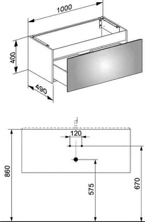 Keuco WUB X-Line 33171, m.Ausz. 1000x400x490mm vulk. – Bild 2