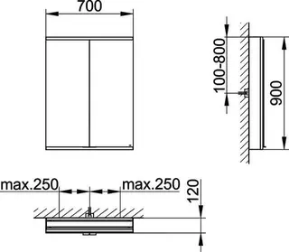 Keuco Royal Modular 2.0 SPS, bel. 80021, Vorb,2Steckd,sb-elox,700x900x120mm – Bild 2