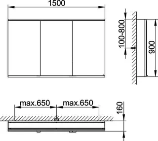 Keuco Royal Modular 2.0 SPS, bel. 80031, Vorb,1Steckd/USB,sb-elox,1500x900x160mm – Bild 2