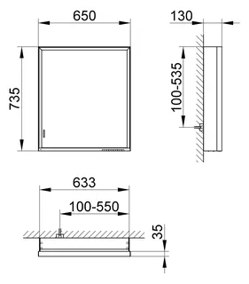 Keuco SPS R. Lumos 14321, o. Ablagef. VB Ans.r. 650x735x130mm si-elox. – Bild 2