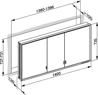 Keuco SPS R. Lumos 14336, o. Ablagef. EB 1400x735x130mm si-elox. – Bild 3