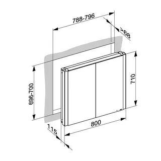 Keuco SPS Somaris 14511, Ans.re. EB 800x710x115mm verspgl. – Bild 2