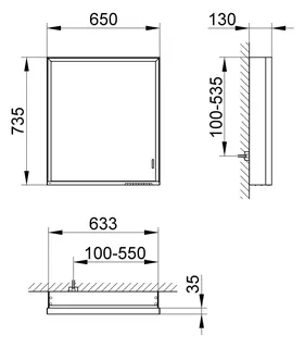 Keuco SPS R. Lumos 14321, o. Ablagef. VB Ans.l. 650x735x130mm si-elox. – Bild 2