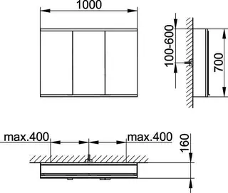 Keuco Royal Modular 2.0 SPS, bel. 80031, Vorb,1Steckd/USB,sb-elox,1000x700x160mm – Bild 2