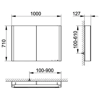 Keuco SPS Somaris 14502, br.Tür li.,m.Hzg. EB 1000x710x128mm verspiegelt – Bild 2