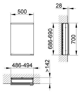 Keuco Royal Modular 2.0 SPS, bel. 80001, Einb,1Steckd,sb-elox,500x700x160mm – Bild 2