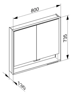 Keuco SPS R. Lumos 14322, m. Ablagef. VB m.Hzg. 800x735x130mm si-elox. – Bild 3