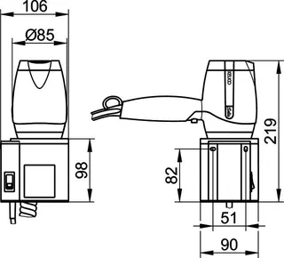Keuco Haartrockner Plan 14995, schwarz/schwarzgrau, mit Halter – Bild 2