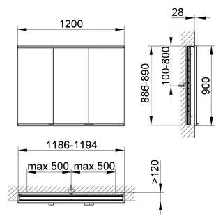 Keuco Royal Modular 2.0 SPS, bel. 80031, Einb,2Steckd,sb-elox,1200x900x120mm – Bild 2