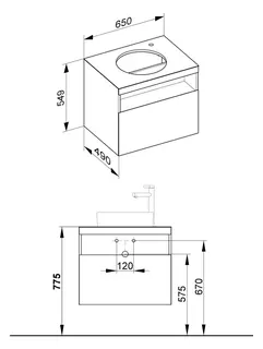 Keuco WUB Stageline 32855 m.Ausz. Hahnl.re. 650x550x490mm cashm. – Bild 3