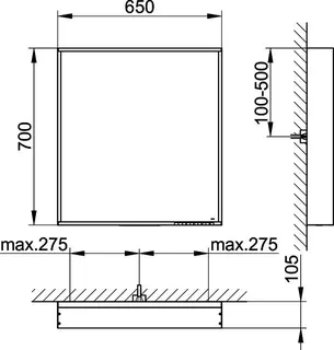 Keuco Lichtspiegel X-Line 33297, DALI, inox, 650x700x105mm – Bild 2