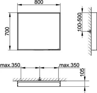 Keuco Lichtspiegel X-Line 33297, DALI, inox, 800x700x105mm – Bild 2