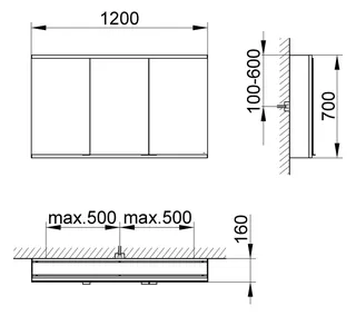 Keuco Royal Modular 2.0 SPS, unbel. 80030, Vorb,2Steckd,sb-elox,1200x700x160mm – Bild 3
