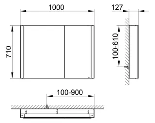 Keuco SPS Somaris 14502, br.Tür li.,m.Hzg. EB 1000x710x115mm ws matt – Bild 2
