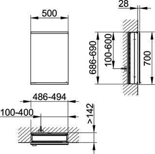Keuco Royal Modular 2.0 SPS, bel. 80011, Einb,1Steckd,sb-elox,500x700x160mm – Bild 2