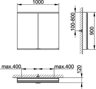 Keuco Royal Modular 2.0 SPS, bel. 80021, Vorb,2Steckd,sb-elox,1000x900x120mm – Bild 2