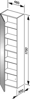 Keuco HS X-Line 33130, 1-trg. Anschl. li. 480x1750x300mm vulk. – Bild 2