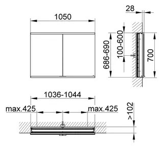 Keuco Royal Modular 2.0 SPS, bel. 80021, Einb,1Steckd/USB,sb-elox,1050x700x120mm – Bild 2