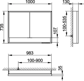 Keuco SPS R. Lumos 14324, m. Ablagef. VB m.Hzg. 1000x735x130mm si-elox. – Bild 2