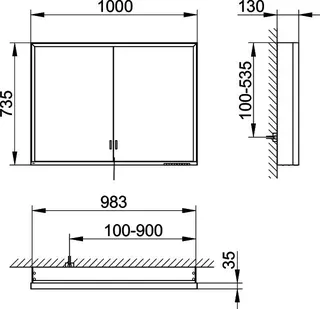 Keuco SPS R. Lumos 14324, o. Ablagef. VB 1000x735x130mm si-elox. – Bild 2