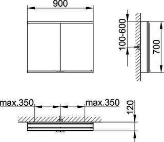 Keuco Royal Modular 2.0 SPS, unbel. 80020, Vorb,2Steckd,sb-elox,900x700x120mm – Bild 2