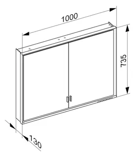 Keuco SPS R. Lumos 14324, o. Ablagef. DALI, VB 1000x735x130mm si-elox. – Bild 3