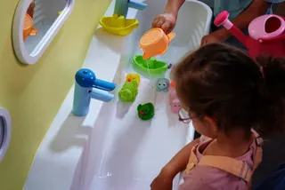Geberit Bambini Waschtischarmatur EHM farbneutral, ozeanblau, hellblau – Bild 4