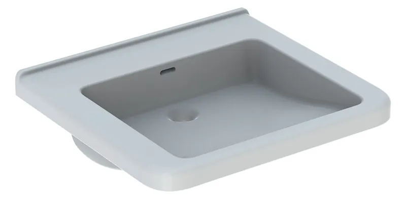 Geberit Renova Comfort Square Waschtisch barrierefrei 60x55cm, ohne Hahnloch, mit Überlauf, weiß