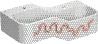 Geberit Bambini Spiel-/Waschlandschaft B:90cm 2 Waschpl., tieferes B rechts, 2 Hahnloch, rot