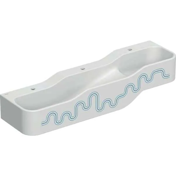 Geberit Bambini Spiel/Waschlandschaft B:140cm 3 Waschpl., tieferes B links, 3 Hahnloch, blau