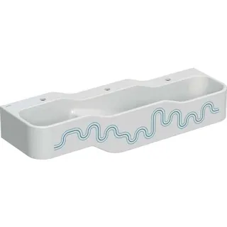 Geberit Bambini Spiel/Waschlandschaft B:140cm 3 Waschpl., tieferes B rechts, 3 Hahnloch, blau