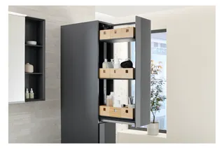 Geberit Hochschrank mit zwei Auszügen 24x180x48cm, lava matt/Glas lava – Bild 3
