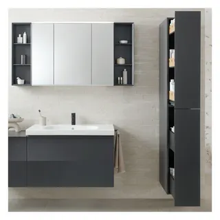 Geberit Hochschrank mit zwei Auszügen 24x180x48cm, lava matt/Glas lava – Bild 5