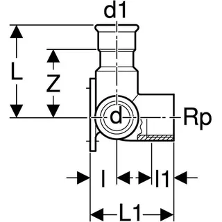 Geberit Mapress Edelstahl Eckanschlusswinkel 90Gr d22-Rp1/2, L:6,2cm – Bild 4