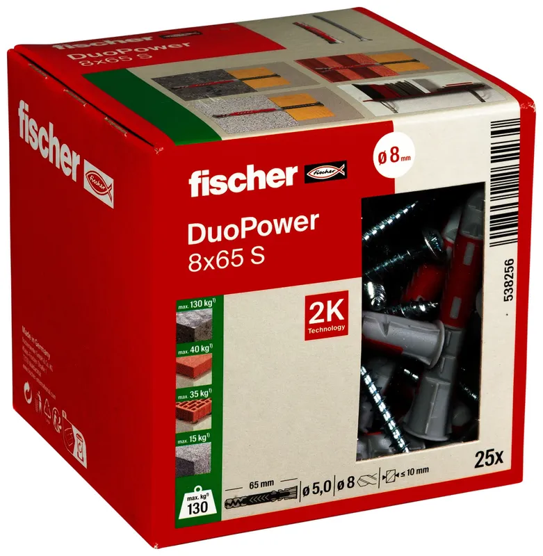 Dübel DuoPower 8x65 S LD Paket mit 25 Stück