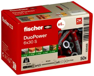 Dübel DuoPower 6x30 S LD Paket mit 50 Stück