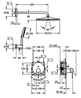 GROHE UP-Duschsystem Essence 25287 2 WU KB RSH Mono 310 hard graphite gebürstet – Bild 5