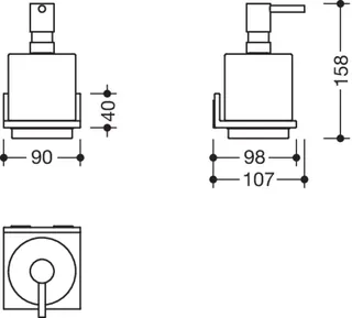 HEWI Seifenspender mit Halter Sys 900 Q, Glasbehälter, chrom – Bild 3