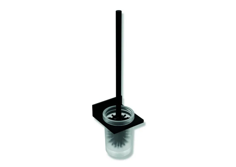 HEWI WC-Bürstengarnitur Sys 900 Q, plvb, Glaseinsatz, Wandmod. schw tiefmt