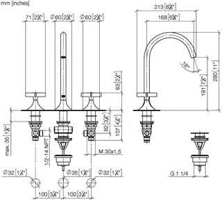 Dornbracht Waschtisch-Dreilochbatterie mit Ablaufgarnitur VAIA 20713809 Chrom – Bild 3