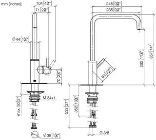 Dornbracht Einhebelmischer für Spül-/ Profibrause META SQUARE 33826861 Chrom – Bild 2