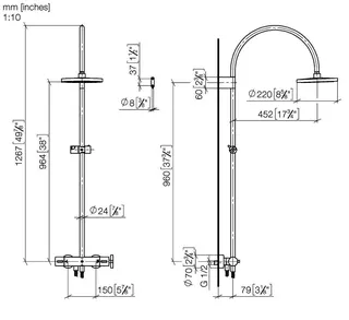 Dornbracht Showerpipe mit Brause-Thermostat TARA 34460892 300 mm Chrom – Bild 2