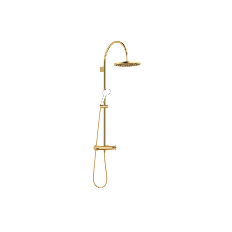 Dornbracht Showerpipe mit Brause-Thermostat VAIA 34460809 Messing gebürstet (23kt Gold)