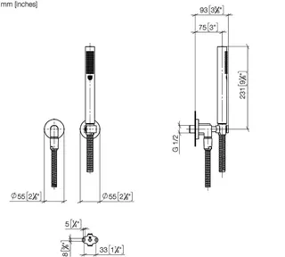 Dornbracht Schlauchbrausegarnitur mit Einzelrosetten TARA 27802892 Platin – Bild 3